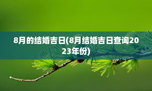 8月的结婚吉日(8月结婚吉日查询2023年份)