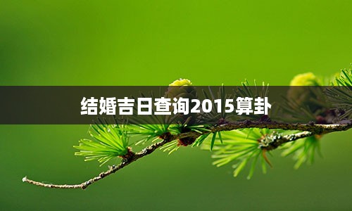 结婚吉日查询2015算卦