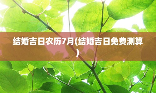 结婚吉日农历7月(结婚吉日免费测算)