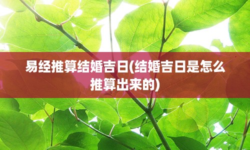 易经推算结婚吉日(结婚吉日是怎么推算出来的)