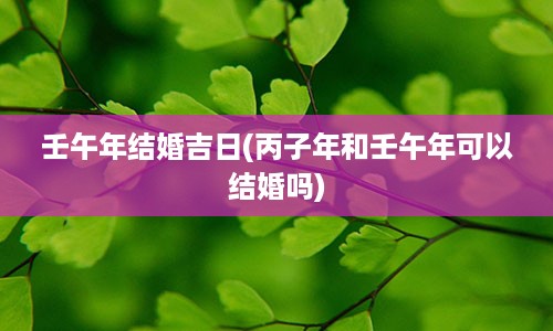 壬午年结婚吉日(丙子年和壬午年可以结婚吗)