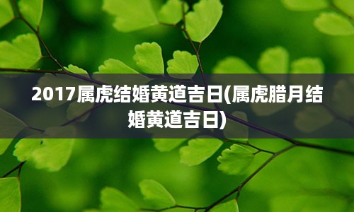 2017属虎结婚黄道吉日(属虎腊月结婚黄道吉日)